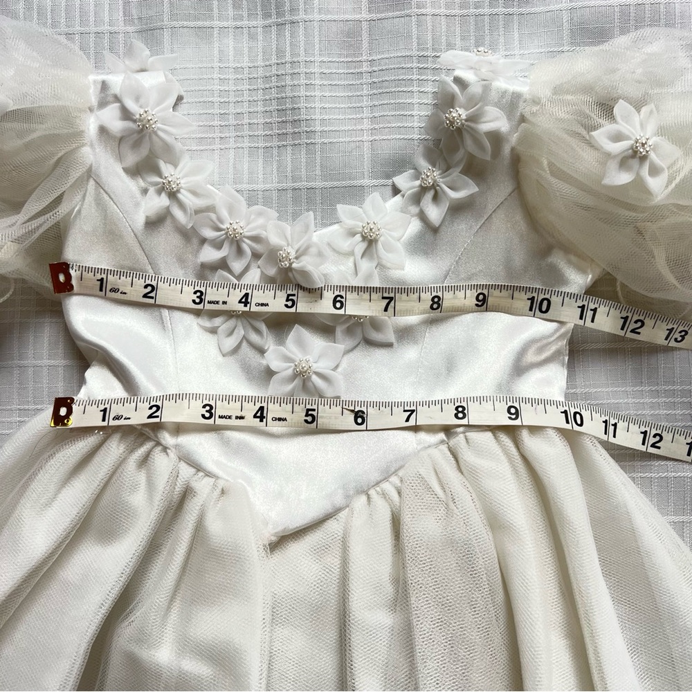Eden Bridals White Flower Girl Dress with Puff Sleeves Balletcore Size 3 - Picture 8 of 16